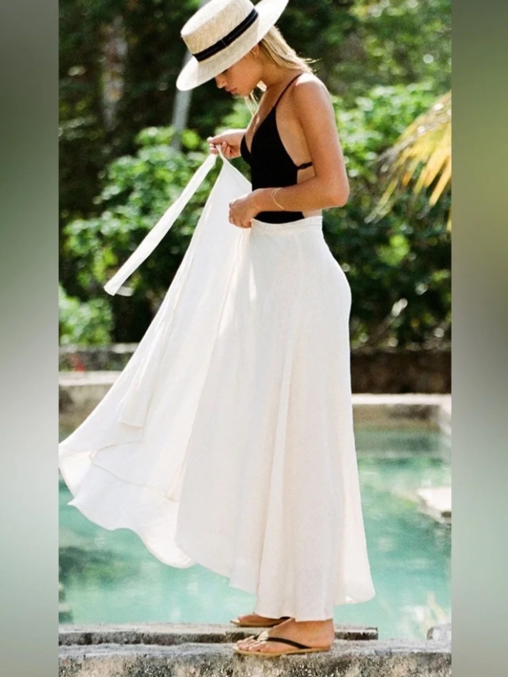 Vitamin A~White Lana Linen Wrap Skirt - EcoLinen~Size Small